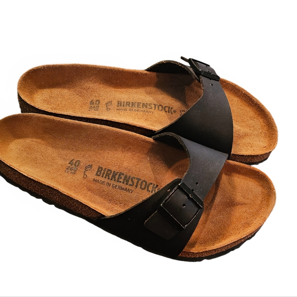 Birkenstock Madrid Birko-Flor Sandals Shoes Black Size 40/9 - Picture 5 of 8